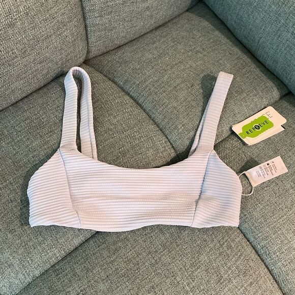 NWT L*Space Jess Ribbed Bikini Top Light Blue Sz.XS - Picture 5 of 10